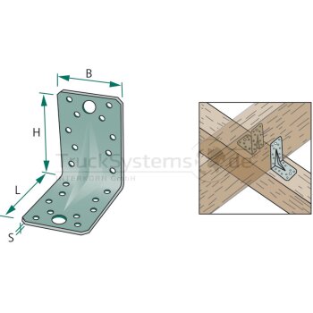 Pollmann Lochplattenwinkel mit Steg 70x70x65mm