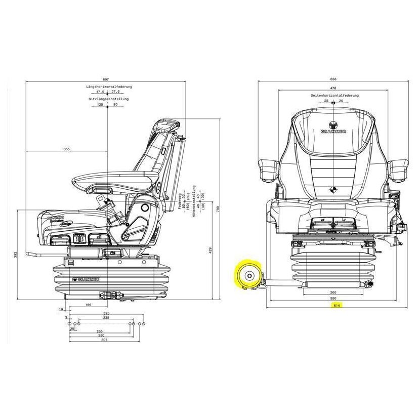 GRAMMER Traktor Sitz Maximo Evolution activ NEW - 1288762 - MSG 95EAC/741