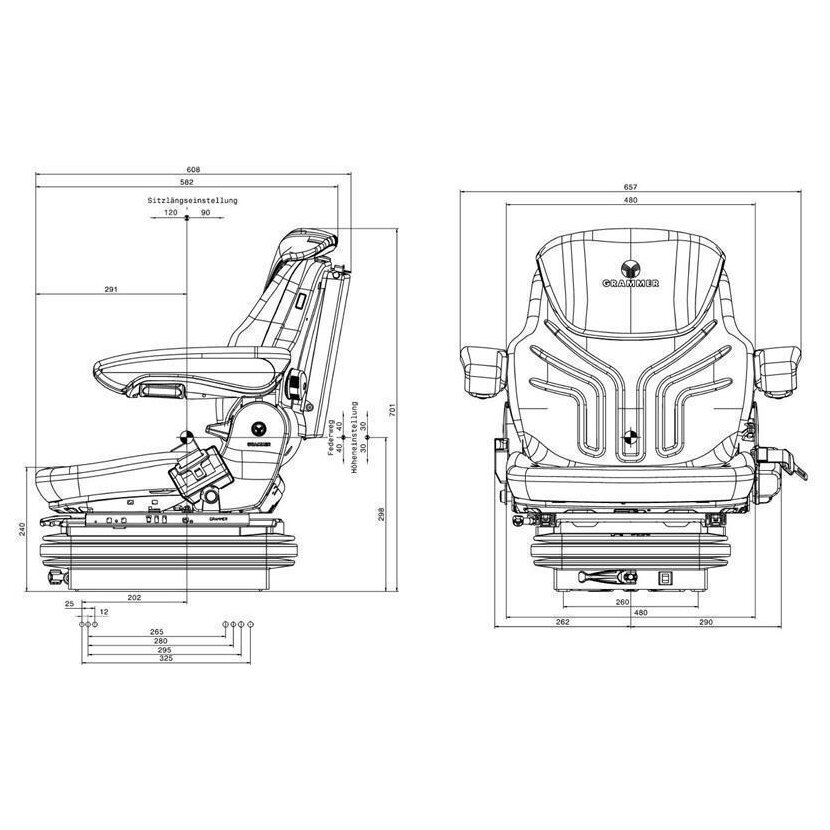 GRAMMER Baumaschinen Sitz Maximo M 12 V -PVC- 1012109 - MSG 85/721