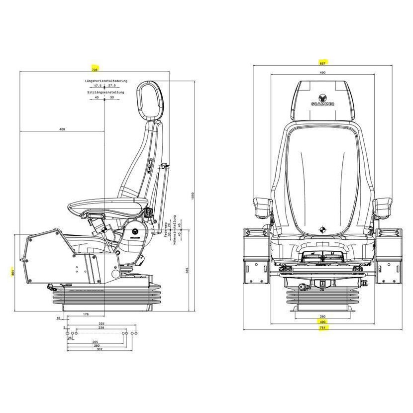 GRAMMER Baumaschinensitz Actimo Evolution Bagger - NEW -12V - 1294599 - MSG 95EL/742