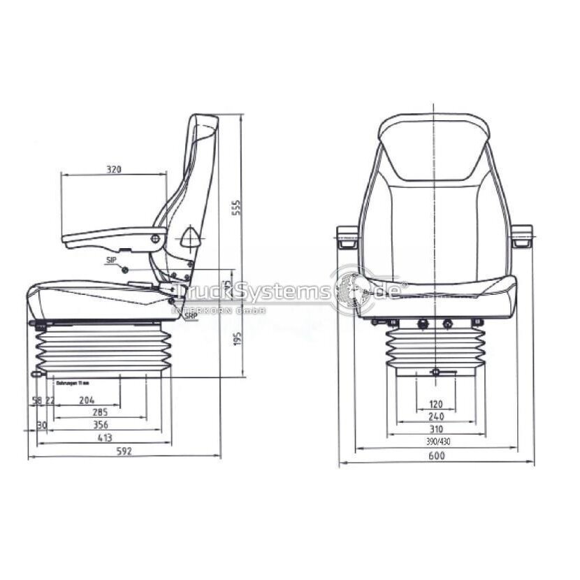 Schleppersitz Pilota-Aria 430 - luftgefedert - Traktorsitz Staplersitz Baumaschinensitz PVC