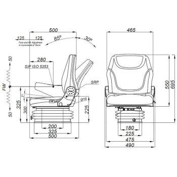 Schleppersitz Spoiler-Mec - mechanisch - Traktorsitz...