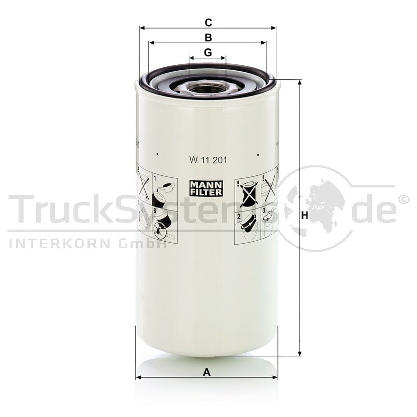 MANN-FILTER Filter, Arbeitshydraulik W 11 201 - W11201 für 3B481-82620