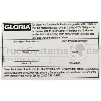 Gloria Prüfaufkleber für Feuerlöscher -...