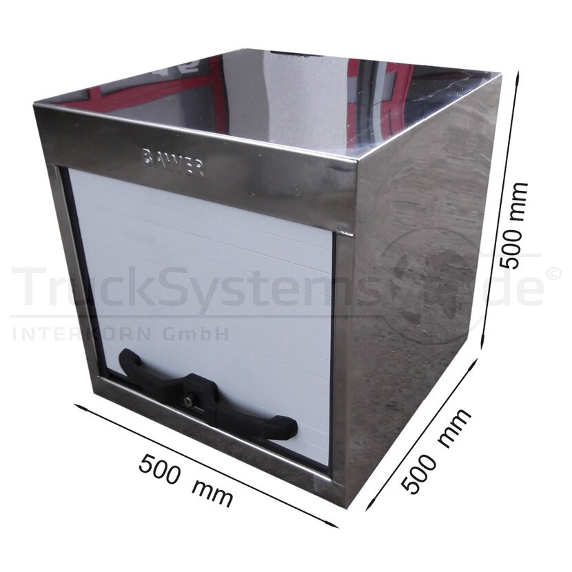 BAWER Staukasten VA poliert 500x500x500 Rollo