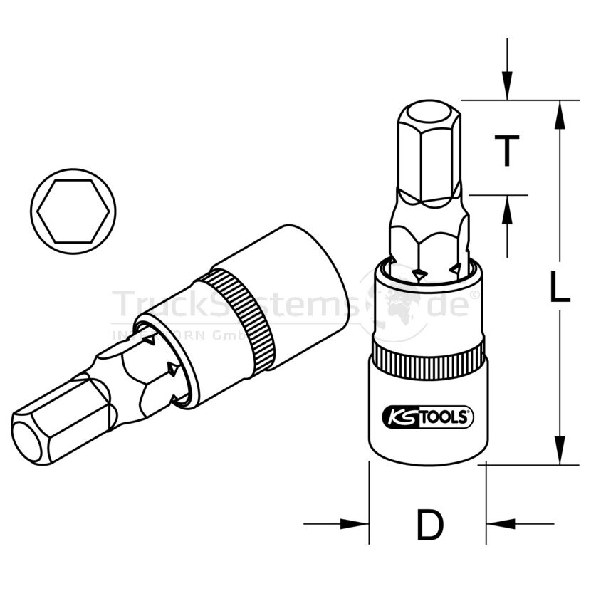 KS Tools 1/ 4 Bit Stecknuss Innensechskant,8mm - 911.1441 - 9111441