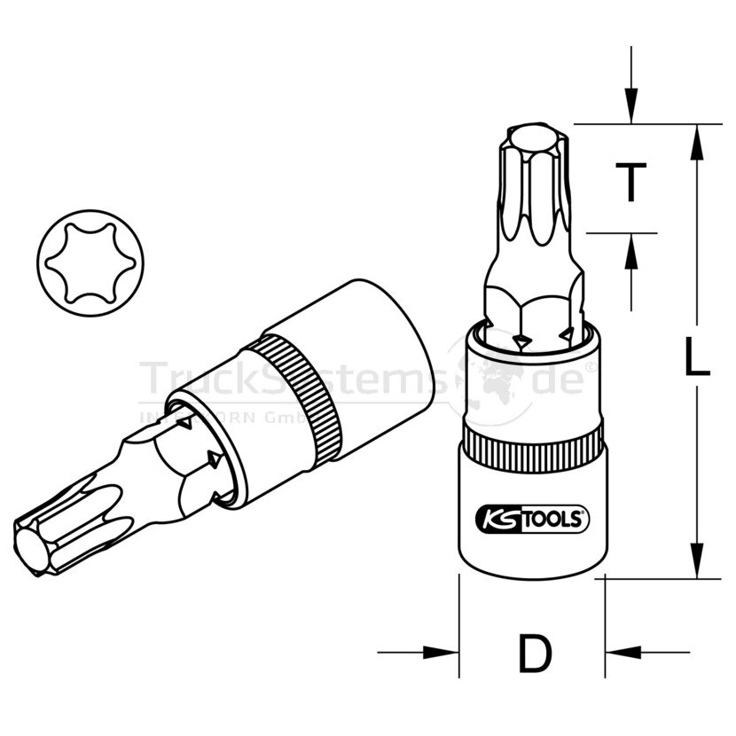 KS Tools 3/ 8 Bit Stecknuss TX, T55 - 911.3888 - 9113888