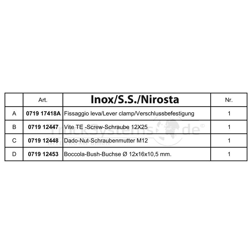 Pastore & Lombardi Set Verschlussbefestigung Durchmesser 27 - 071226309