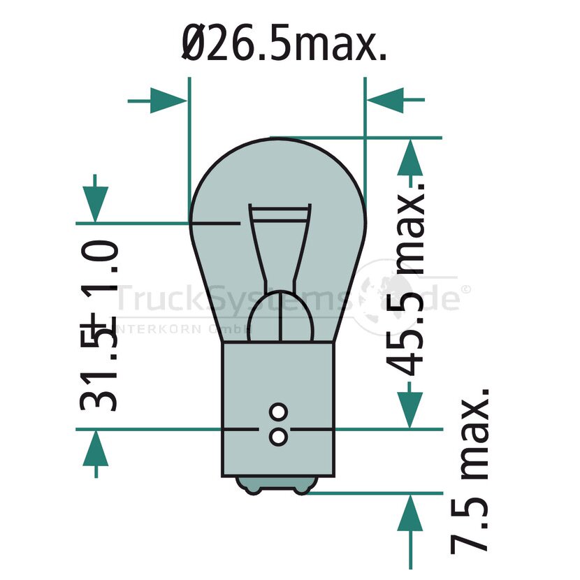 Kugellampe VPE10, 12V 21W P21W