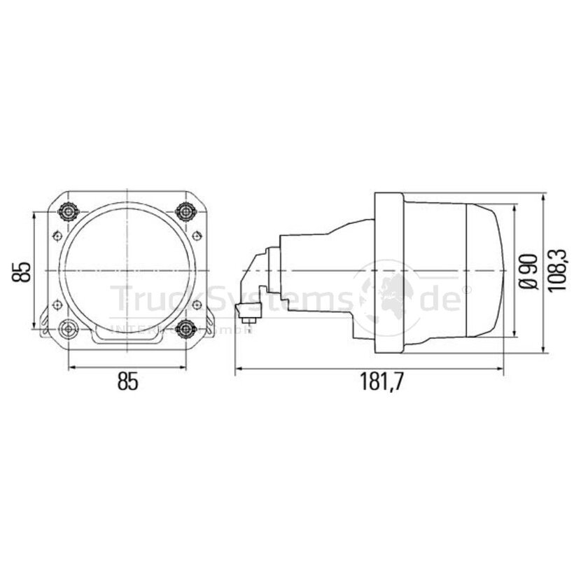 Hella Hauptscheinwerfer 90mm, 24 Volt - 1BL 009 999-041 - 1BL009999041