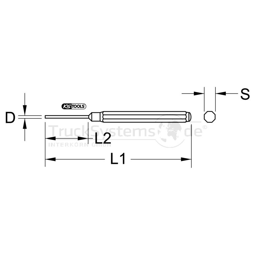 KS Tools Durchtreiber, Achtkant, Durchmesser 9mm - 162.0381 - 1620381