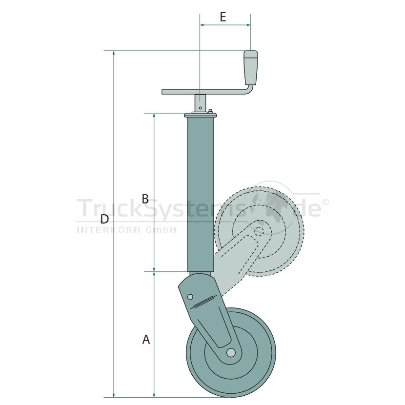 SIMOL Stützrad Rohr Durchmesser 70mm Hub 300mm, grund.