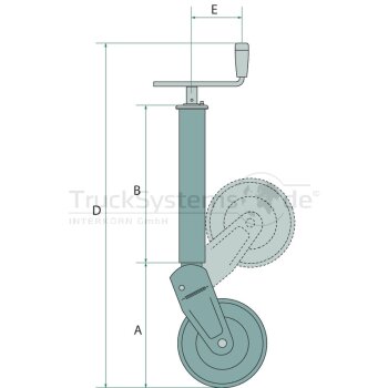 SIMOL Stützrad Rohr Durchmesser 70mm Hub 300mm, grund.