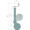 SIMOL Stützrad Rohr Durchmesser 70mm Hub 300mm, grund.