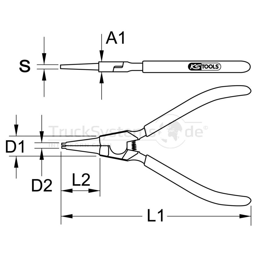KS Tools Sicherungszange J1, 12 - 25mm - 119.2053 - 1192053