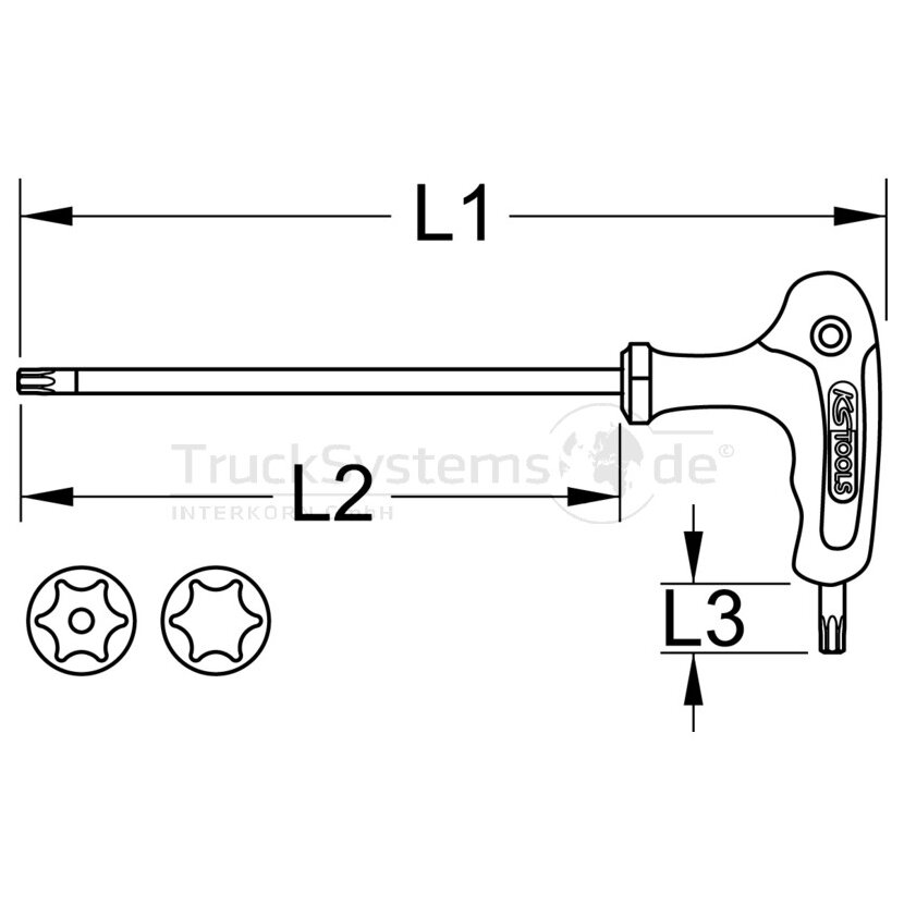 KS Tools ERGOTORQUE+T-Griff-Winkelstiftschlüssel - 151.8121 - 1518121