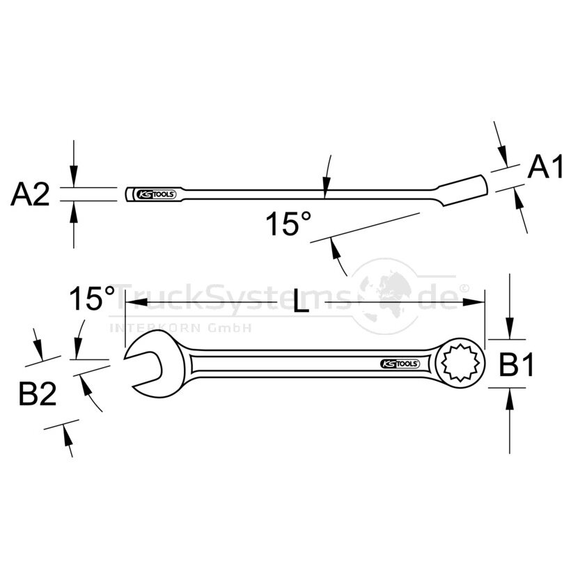 KS Tools CHROME+Ringmaulschlüssel, abgewinkelt - 518.0612 - 5180612