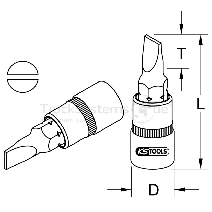 KS Tools 1/ 4 Bit Stecknuss Schlitz,7mm - 911.1420 - 9111420