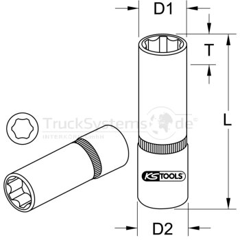 KS Tools 1/ 4 SUPERLOCK Stecknuss, lang, 11mm - 911.1431...