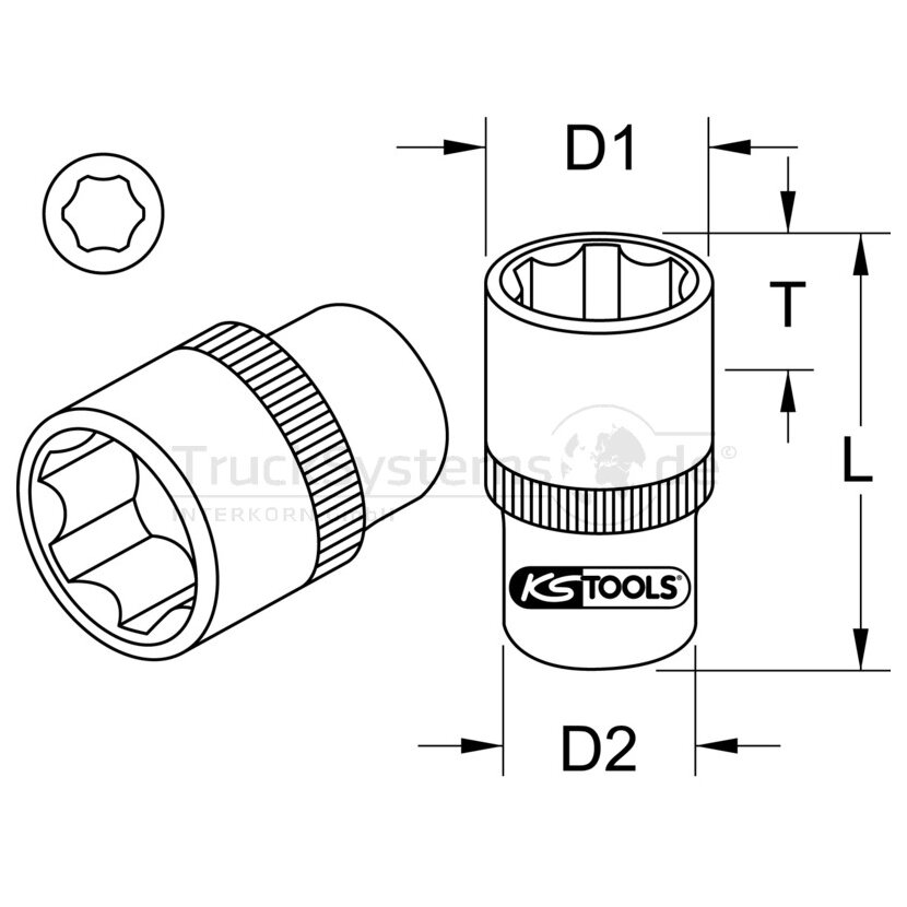 KS Tools 3/ 8 SUPERLOCK Stecknuss, 21mm - 911.3821 - 9113821
