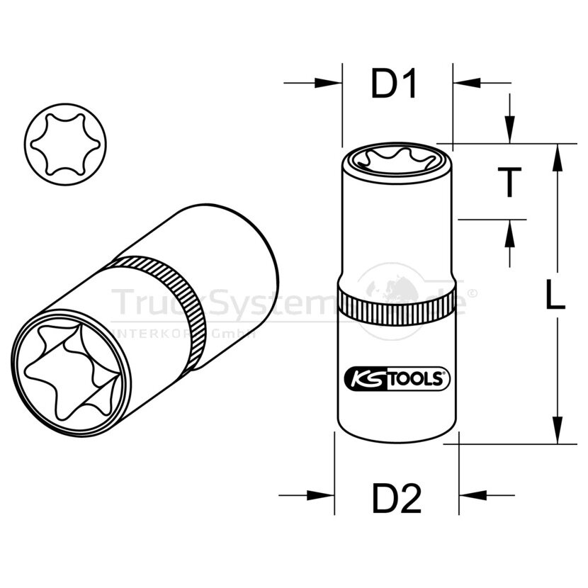 KS Tools 1/ 4 TX - E Stecknuss, E7 - 911.4316 - 9114316