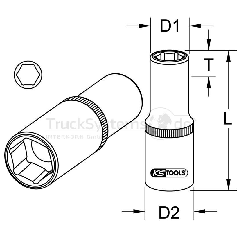 KS Tools 1/ 2 Sechskant Stecknuss, lang, 11mm - 917.1241 - 9171241