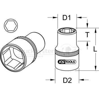 KS Tools 3/ 8 Sechskant Stecknuss, 12mm - 917.3812 - 9173812