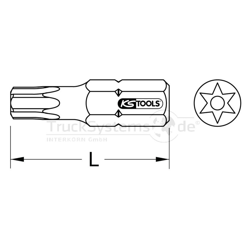 KS Tools Bit T x 1/4 TB27 mit Bohrung, 25mm - 918.3625 - 9183625