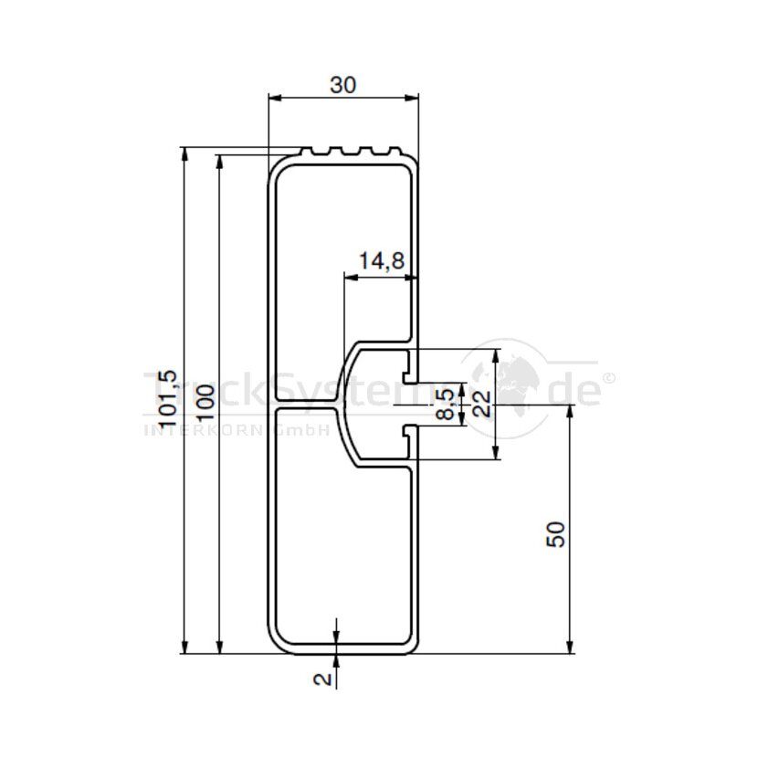 SSV -PRF, 100 x 30 mm, ELO- 3000 mm lang, 52,13