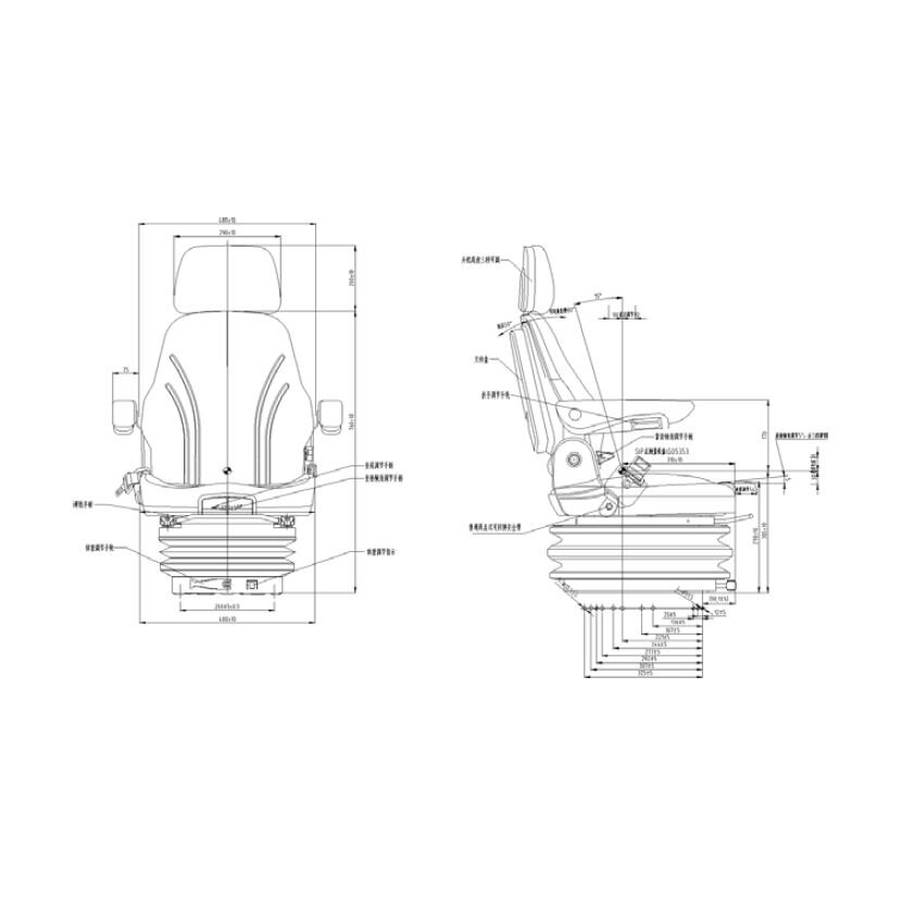 Schleppersitz Toro-Mec 490 PVC mechanische Federung - Traktorsitz Staplersitz Baumaschinensitz