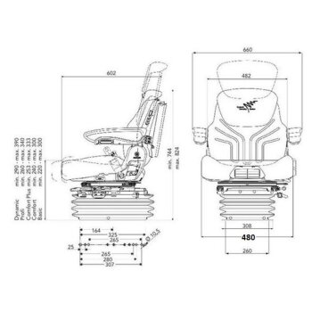 GRAMMER Traktor mechanischer Sitz MSG 85/721 - Stoff -...