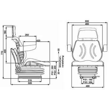 Schleppersitz ( IHC ) Oki-Aria PVC - luftgefedert -...