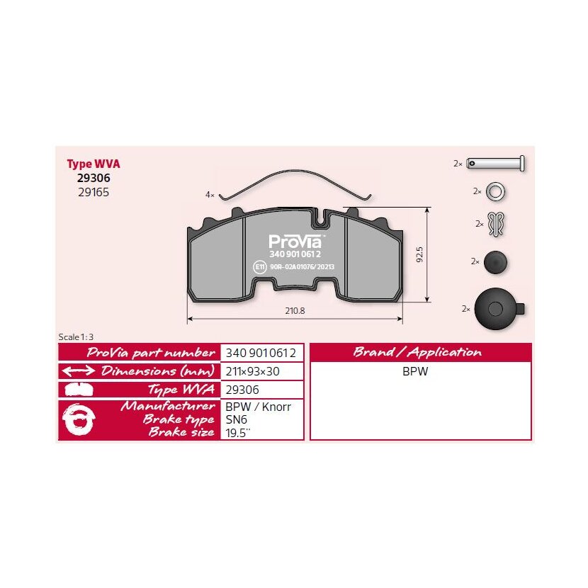 ProVia Bremsbelagsatz 3409010612 - 340 901 061 2