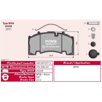 ProVia Bremsbelagsatz 3409010702 - 340 901 070 2