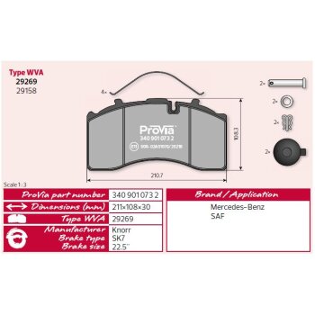 ProVia Bremsbelagsatz 3409010732 - 340 901 073 2
