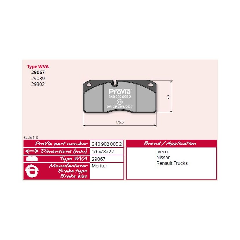ProVia Bremsbelagsatz 3409020052 - 340 902 005 2