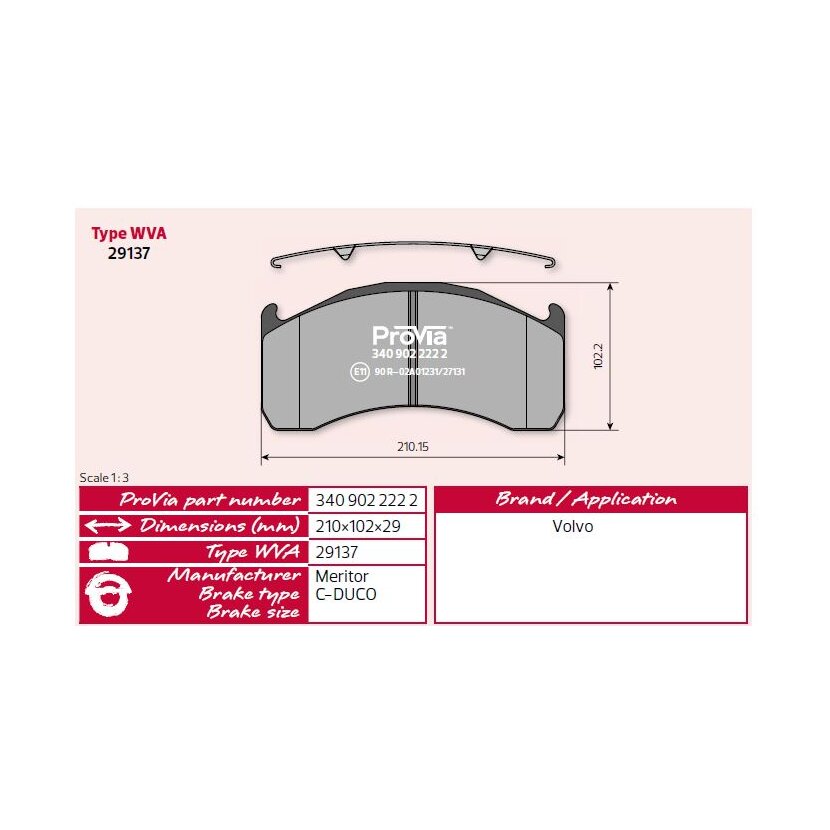 ProVia Bremsbelagsatz 3409022222 - 340 902 222 2