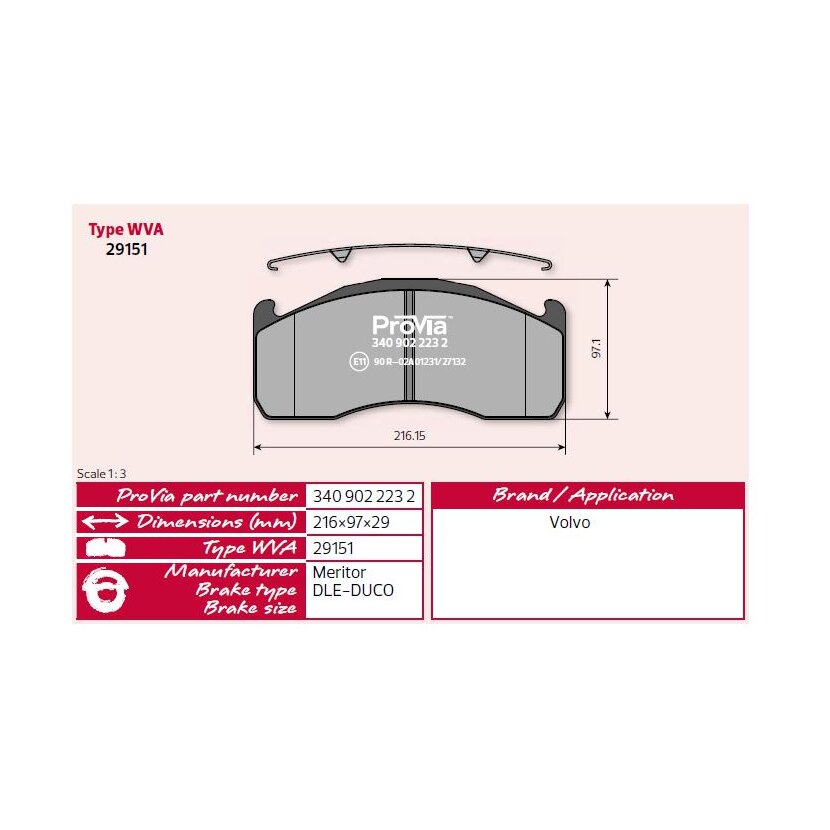 ProVia Bremsbelagsatz 3409022232 - 340 902 223 2