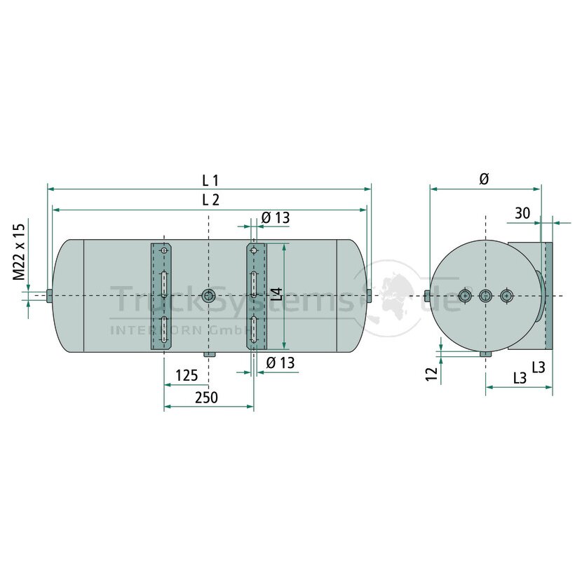 GIGANT LuftbehälterDurchmesser310x895mm,60l,Stahl.m.Kon - SPB1012.9005.50.20G