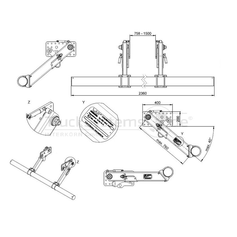 WAP Fahrzeugtechnik U-Fahrschutz klappbar WUF180K DKTL schwarz - 9808700-1