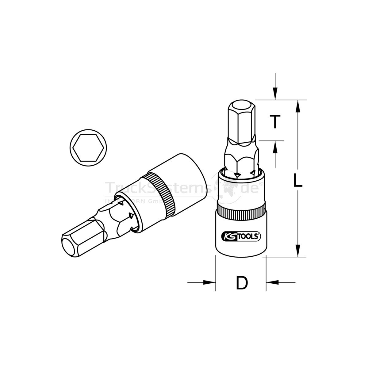 KS Tools 1/2'' Bit Stecknuss InnenSK, kz, 22mm - 911.1322