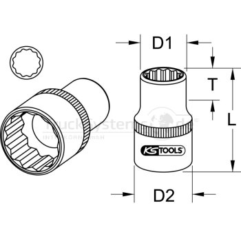 KS Tools 1/ 2 Zwölfkant Stecknuss, 23mm - 911.1583