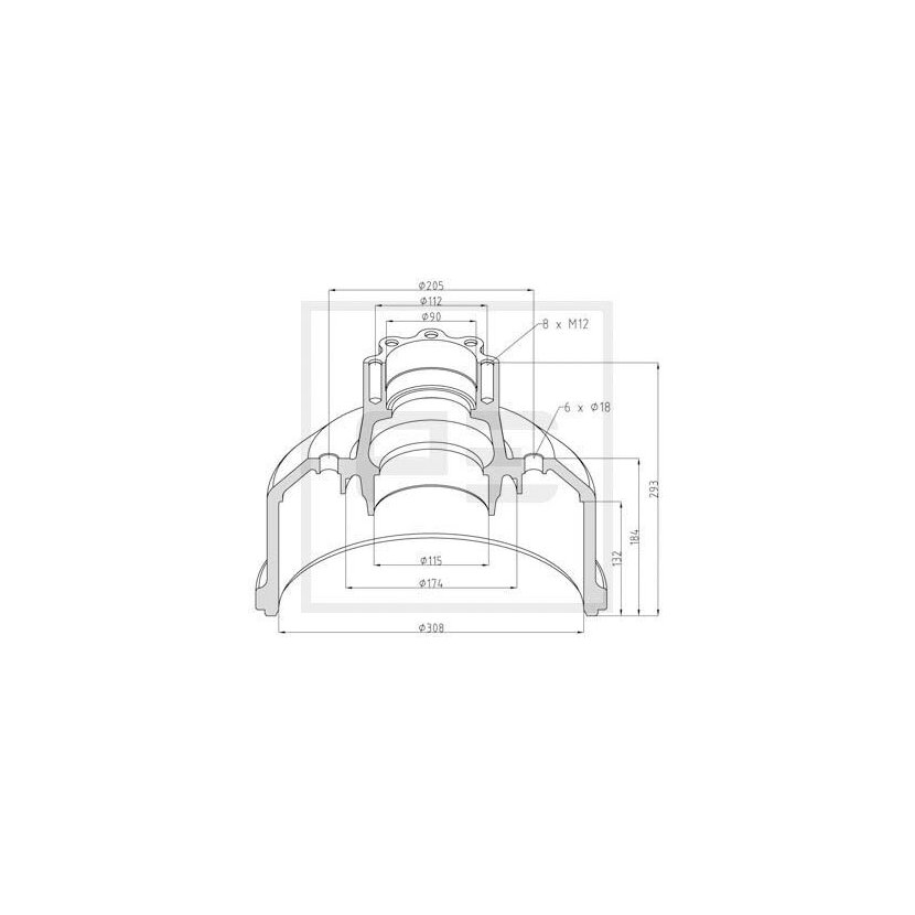 PE Automotive Bremstrommel - passend für 016.458-00A - 01645800A - 673 356 03 02