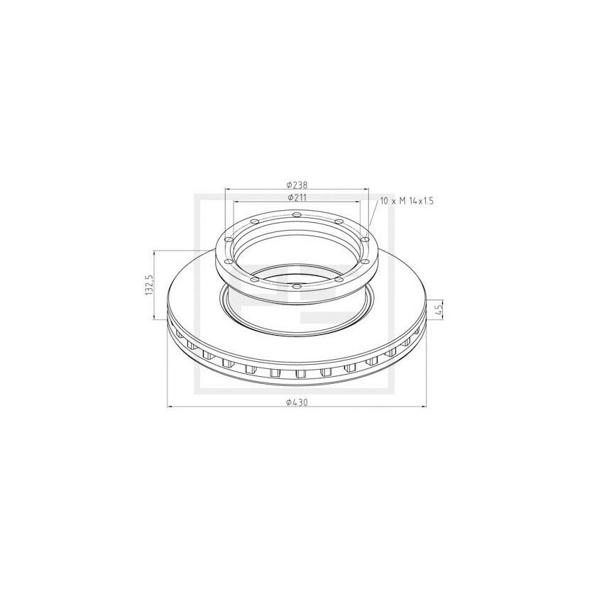 PE Automotive Bremsscheibe - passend für 016.677-00A - 01667700A - 000 423 24 12