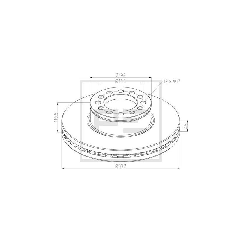 PE Automotive Bremsscheibe - passend für 036.144-00A - 03614400A - 81.50803.0044
