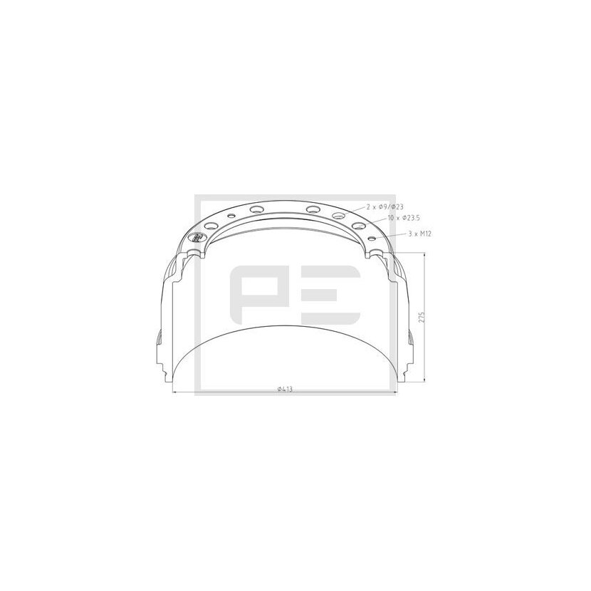 PE Automotive Bremstrommel - passend für 126.074-00A - 12607400A - 1 333 117