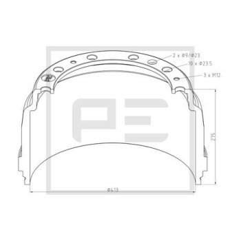 PE Automotive Bremstrommel - passend für 126.074-00A...