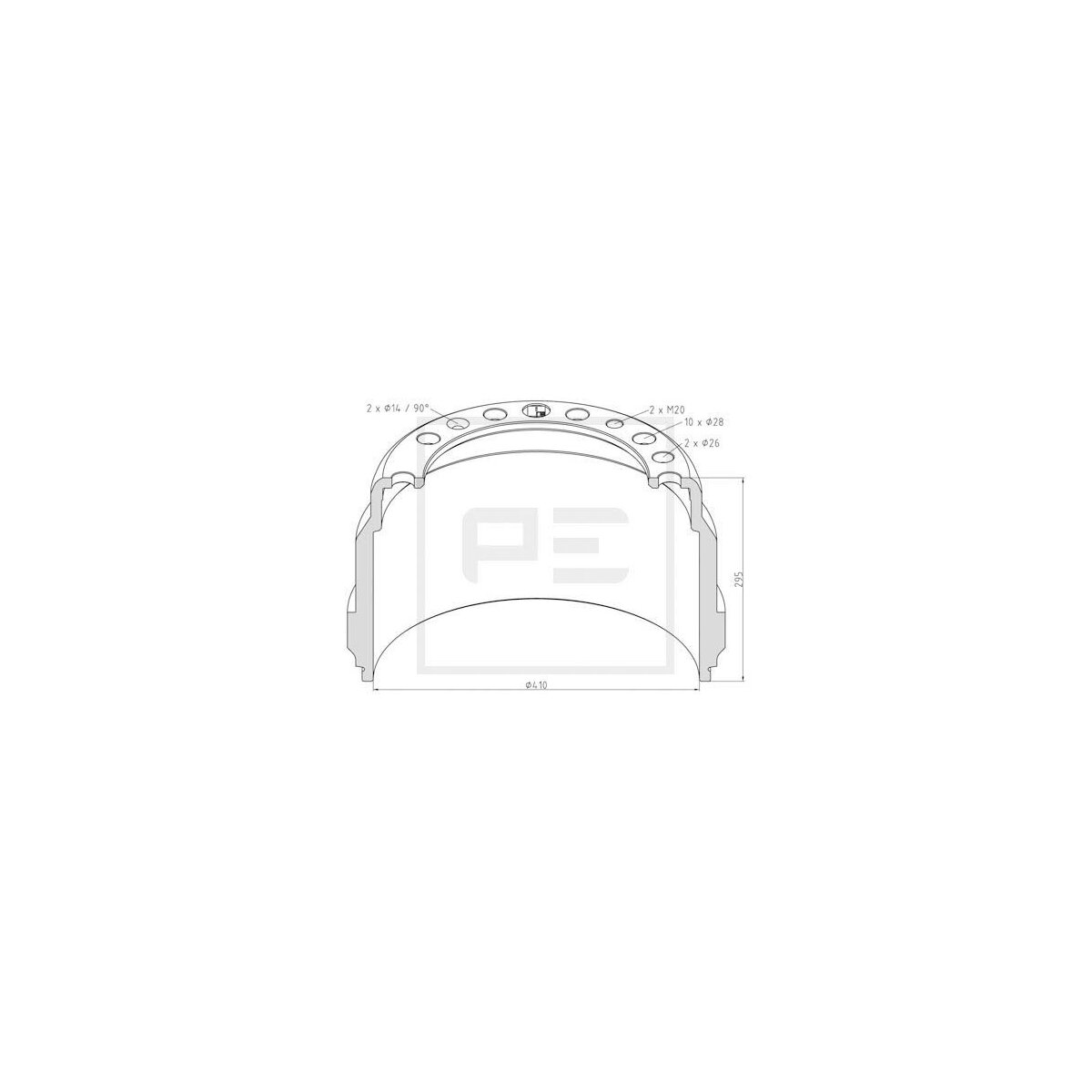 PE Automotive Bremstrommel - passend für 146.048-00A - 14604800A - 1 599 011