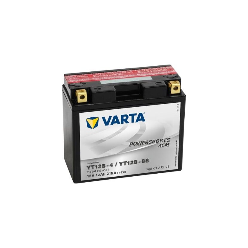 VARTA Starterbatterie 512901019A514 für YT12B-BS; Spannung 12V; Kapazität 12AH