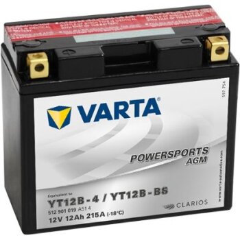 VARTA Starterbatterie 512901019A514 für YT12B-BS;...